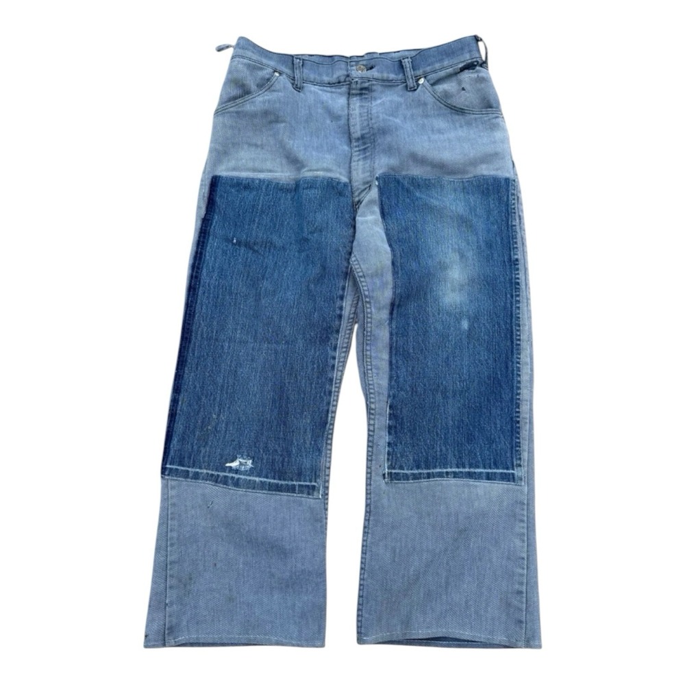 Tour de France Y2K Patchwork Wide Leg Jeans Mens 33 Vintage Denim